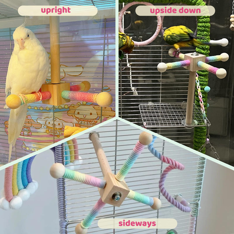 Bird Toy Spinning Perch for Parakeet Cockatiels, Cage Interactive Wooden Stand for Budgies Conures, Cage Accessories Enrichment Toys for Small Medium Parrots Lovebird Parrotlet - PawsPlanet Australia