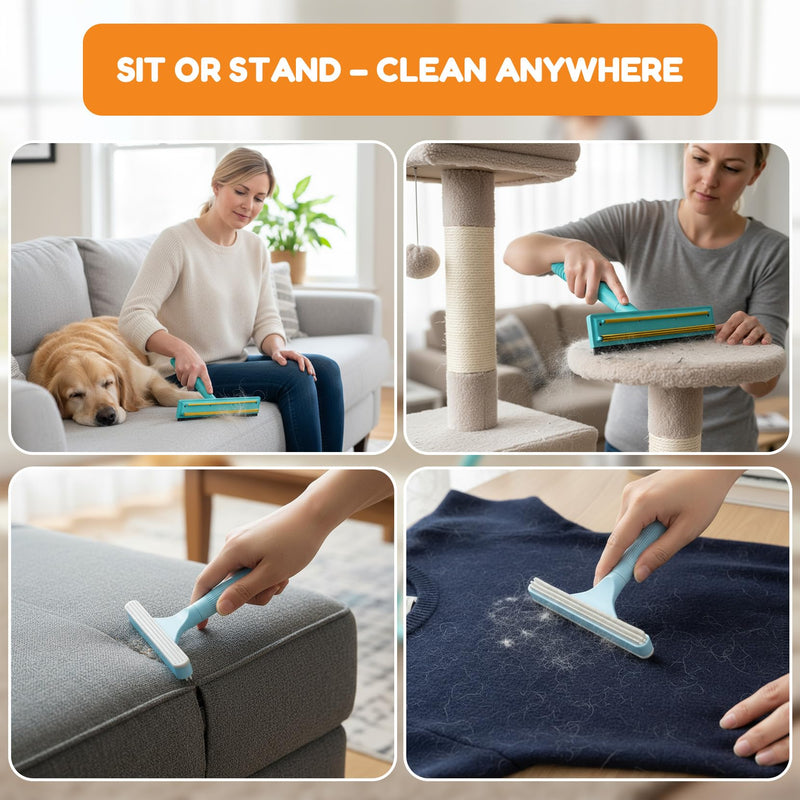 3 In 1 Carpet Rake for Pet Hair Removal Tool with Long & Short Handle and Rubber Detail Brush, Carpet Brush for Pet Hair, Deep Cleaning Pet Hair Removal Broom for Carpets Couches Rug Furniture - PawsPlanet Australia