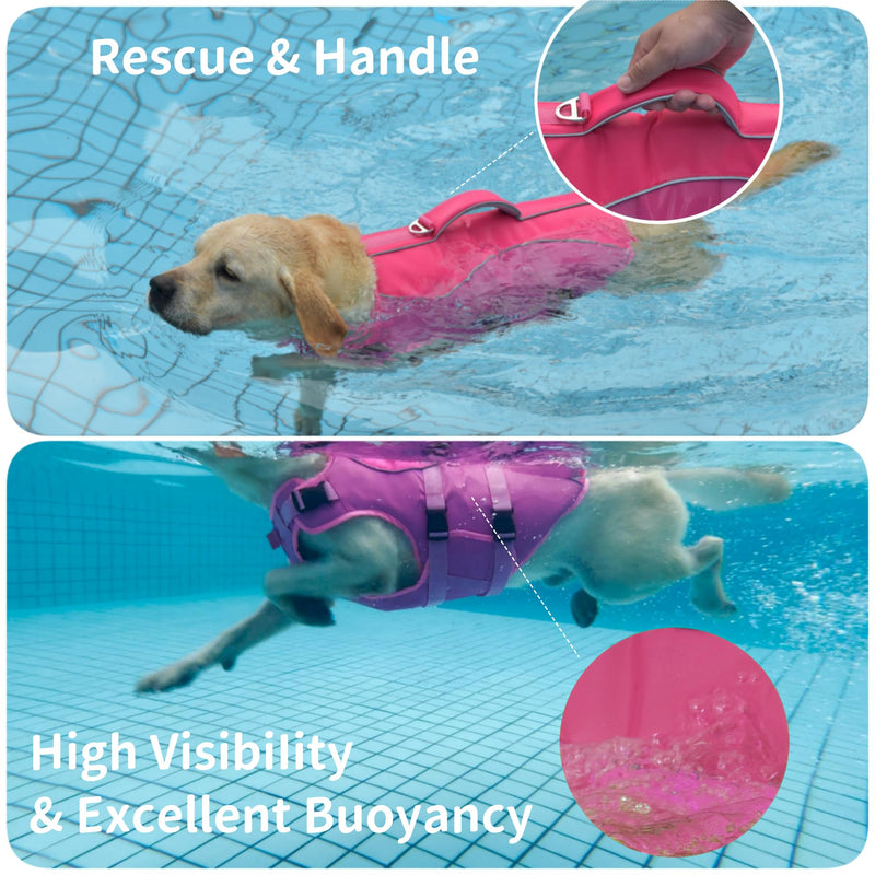 Dog Life Jacket Medium, Reflective Dog Life Vest for Swimming Boating, Dog Swim Vest with Superior Buoyancy & Rescue Handle, Adjustable Dog lifejacket for Medium Dogs (Pink,M) Medium (Chest Girth:16.1-24.8'') Pink & Pink - PawsPlanet Australia