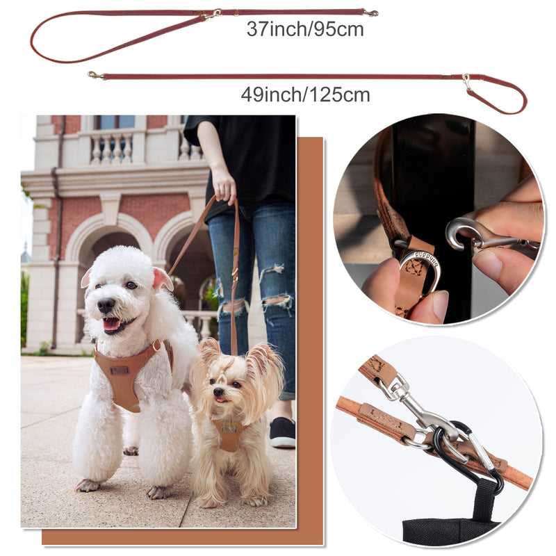 Puppytie No Pull Dog Harness with Multifunction Dog Leash,Soft Adjustable No Choke Escape Proof Pet Harness Vest for Medium Dogs or Large Dogs,Brown Caramel,M Brown M(16.5-31lb） - PawsPlanet Australia