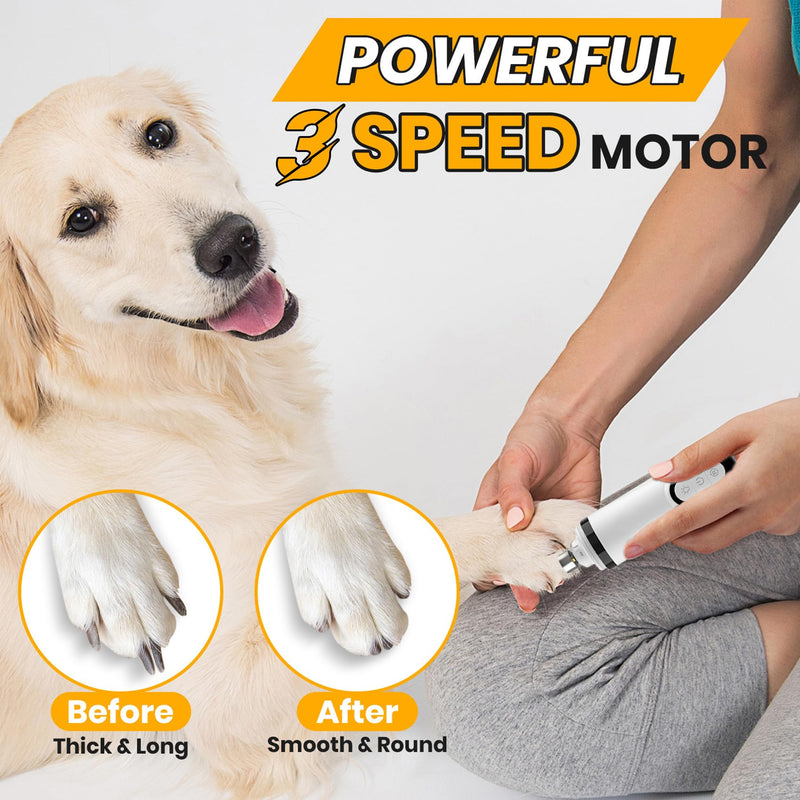Silent Groom Pro Nail Grinder, 2025 Dog Nail Trimmer with LED Light & 3 Speeds Rechargeable USB Charging Pet Nail Grinders for Dog Cat Home Use - PawsPlanet Australia