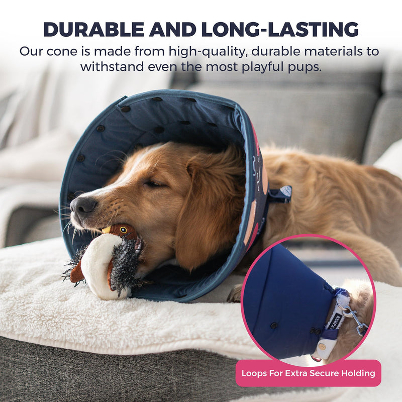Ejona's furryfamily - Comfy Adjustable Dog & Cat Cone - Soft Dog Cone Collar Alternative After Surgery Large, Medium, Small - Dog Recovery Collar, XL XL (18.0"-22.0") (depth 10.0") - PawsPlanet Australia