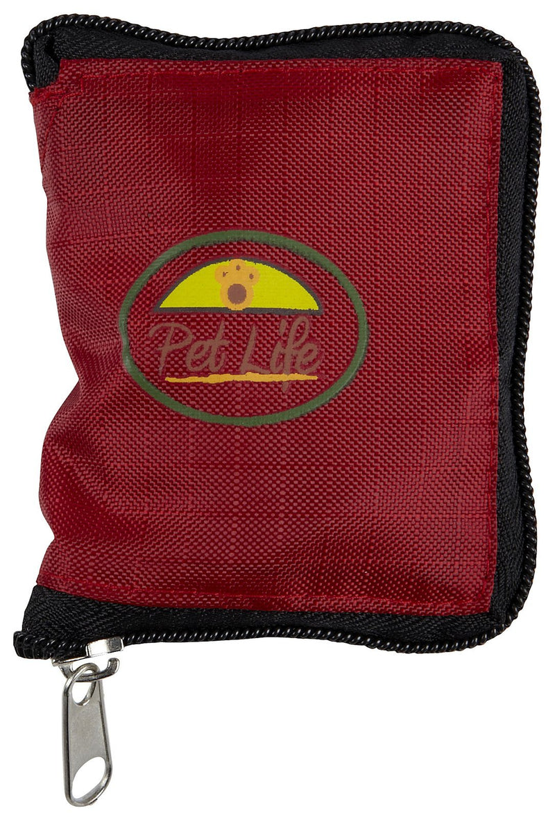 PET LIFE Wallet Folding Waterproof Zippered Collapsible Folding Travel Pet Dog Cat Bowl Feeder Waterer, One Size, Red - PawsPlanet Australia