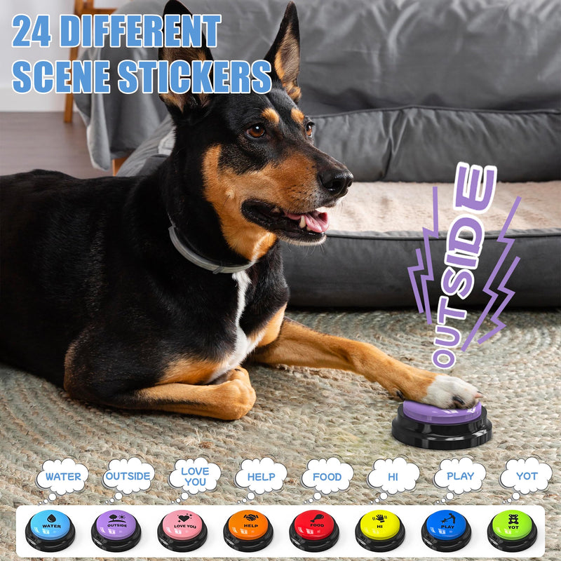 Dog Buttons Talk,Updated 8 Pack Dog Communication Buttons,Recordable Talking Training Buttons for Dogs,30 Seconds Voice Dog Speaking Buttons with Dog Bath Brush Set A-8 Pack - PawsPlanet Australia