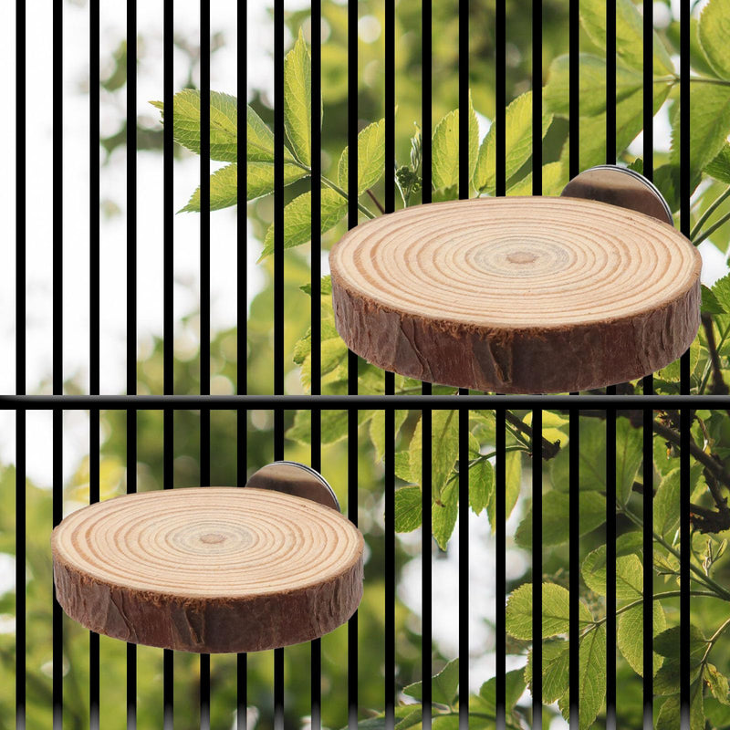 Wood Bird Perch Stand for Cage, Natural Round Wooden Parrot Platform Bird Perch Bird Toy for Canary Parakeet Cockatiel Parrot Budgie Sparrow (2 Pcs, 3.3inch & 2.7inch) Style A - PawsPlanet Australia
