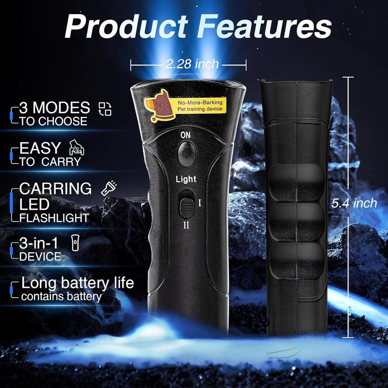 Dog Bark Deterrent Devices, Ultrasonic Anti Barking Device for Dogs, Barks No More Dog Training Device, Stop Dog Bark Control Deterrent Device Indoor Outdoor, Safe for Human & Dogs, Contains Battery Black - PawsPlanet Australia