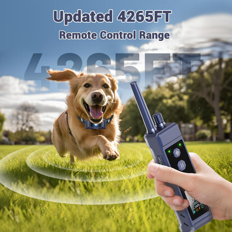 Shock Collar for Dogs - 4265ft Waterproof Training Collar with Flashing Light for Small Medium Large Dogs with Rechargeable Remote, Beep (1-8), Vibration(1-16), Safe Shock(1-99) (Black) Black - PawsPlanet Australia