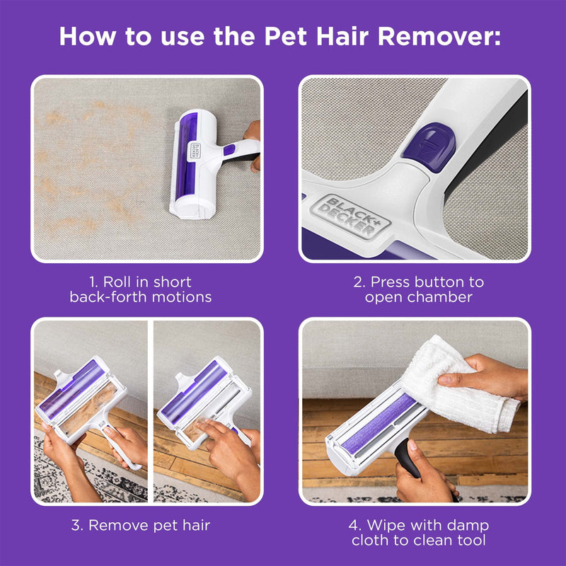 BLACK+DECKER Pet Hair Remover, Roller, Remove Dog Hair and Cat Hair Easily (HMSCT0001) - PawsPlanet Australia