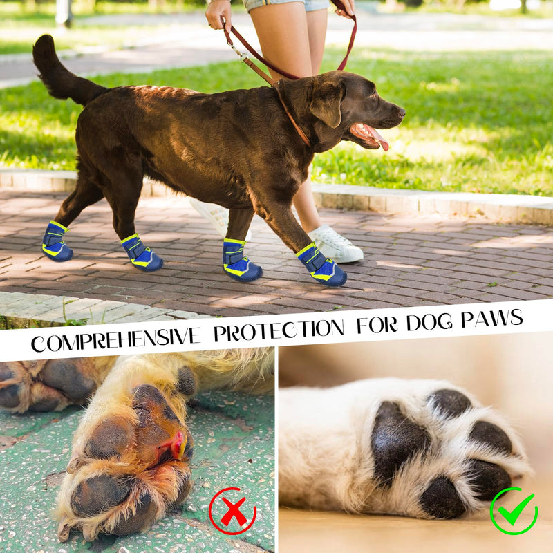 Illumifun Dog Shoes for Hot Pavement, 4 Pack Breathable Anti-Slip Boots, Reflective Dog Booties, Summer Outdoor Paw Protectors (#0) Blue #0