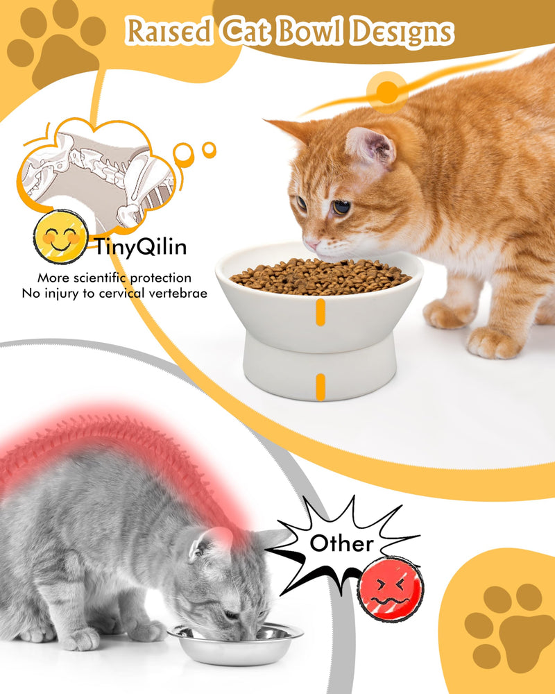 Slow Feeder Cat Bowls, Elevated Cat Bowl 2 in 1 Detachable Prevents Cats Overeating, Elevated Slow Feeder Cat Bowls Protect Cervical Spine for Cats 5.5'', Bamboo Fibers BPA-Free 5.5in - PawsPlanet Australia