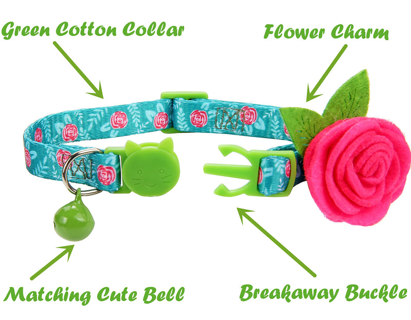 Spring Cat Collar, Floral Kitten Collar Breakaway, Flower Dog Collar for Small Dogs Female - PawsPlanet Australia