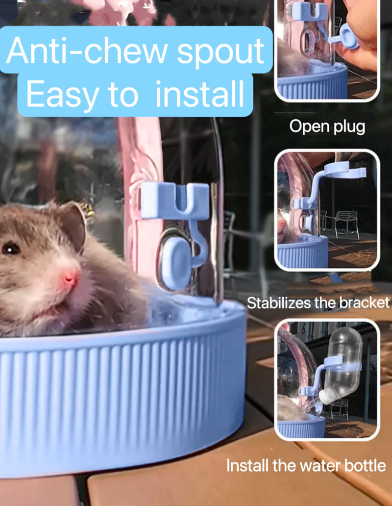 TUTU&LELE Small Animal Carrier, Travel Carry-Out Cage with Warm Plush Pads and Water Bottle can be Carried Both by Hand and Crossbody, Suitable for Dwarf Hamsters, mice, Hamsters (Blue) Blue - PawsPlanet Australia