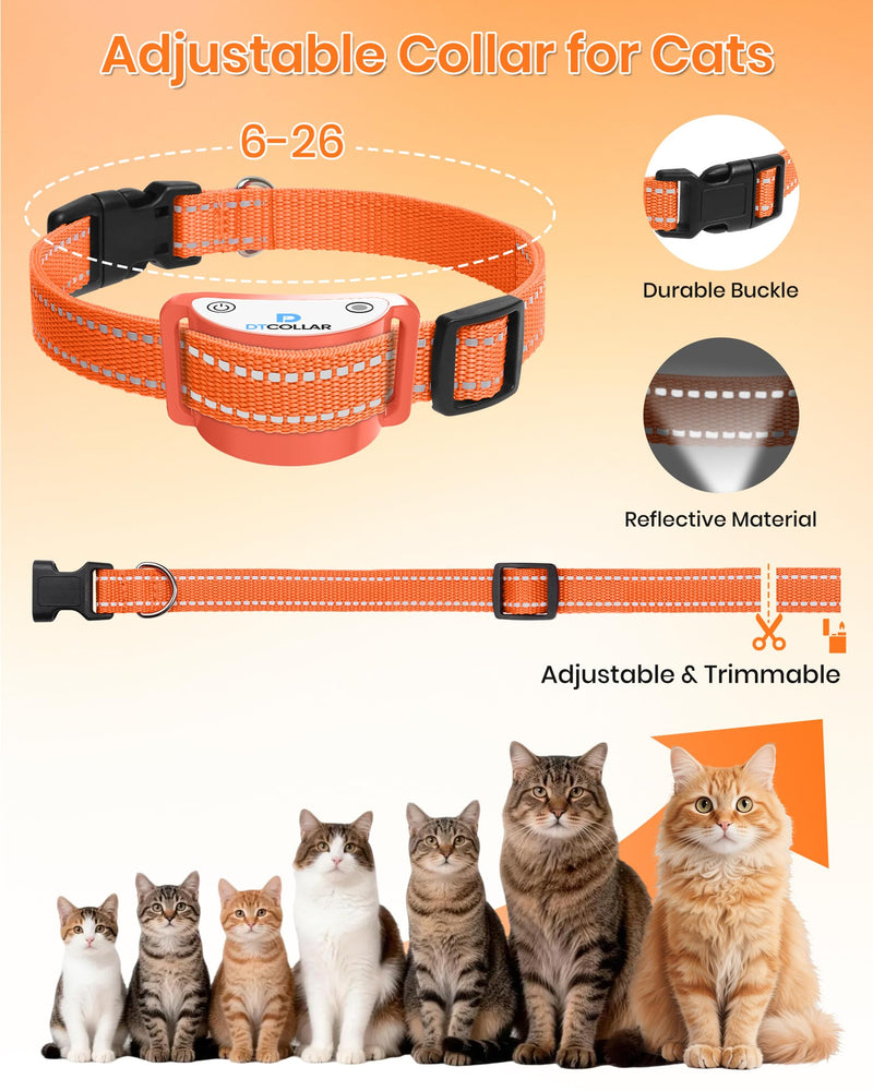 Lightweight Cat Shock Collar with Remote, Mini 3300Ft Cat Training Collar with Shock/Vibration/Beep Vibration&Beep 4 Modes, Ultra-Small Waterproof Shock Collar for Cats with 200-Level for Misbehavior Orange - PawsPlanet Australia