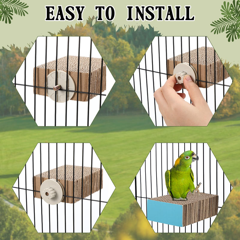 Skyygemm 2 Pieces Parrot Toy Bird Chew Cage Accessories Flat Perch Bird Paw Grinding Stand Parrot Cage Playground for Macaws, Small Parakeets, Conures, Budgies, Finches Conure Cockatiel(Small)