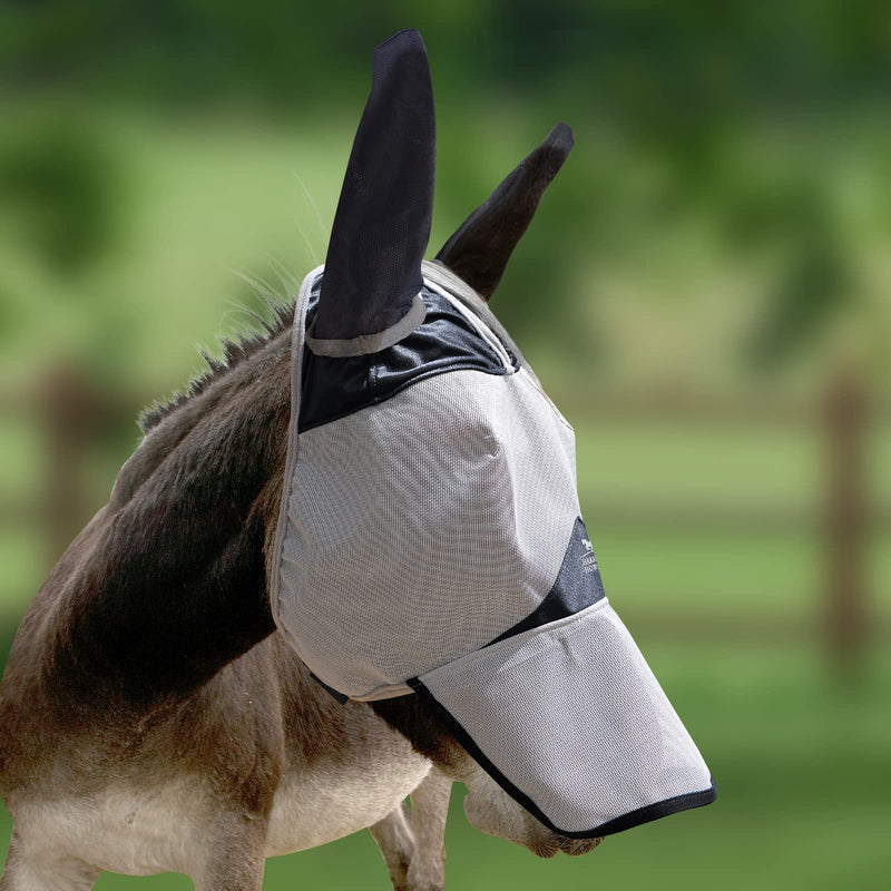 Harrison Howard Form fitting Advanced & Skin-Friendly Fabrics Mule Donkey Fly Mask Full Face Protection with Nose Cover Black L Full (Large) - PawsPlanet Australia