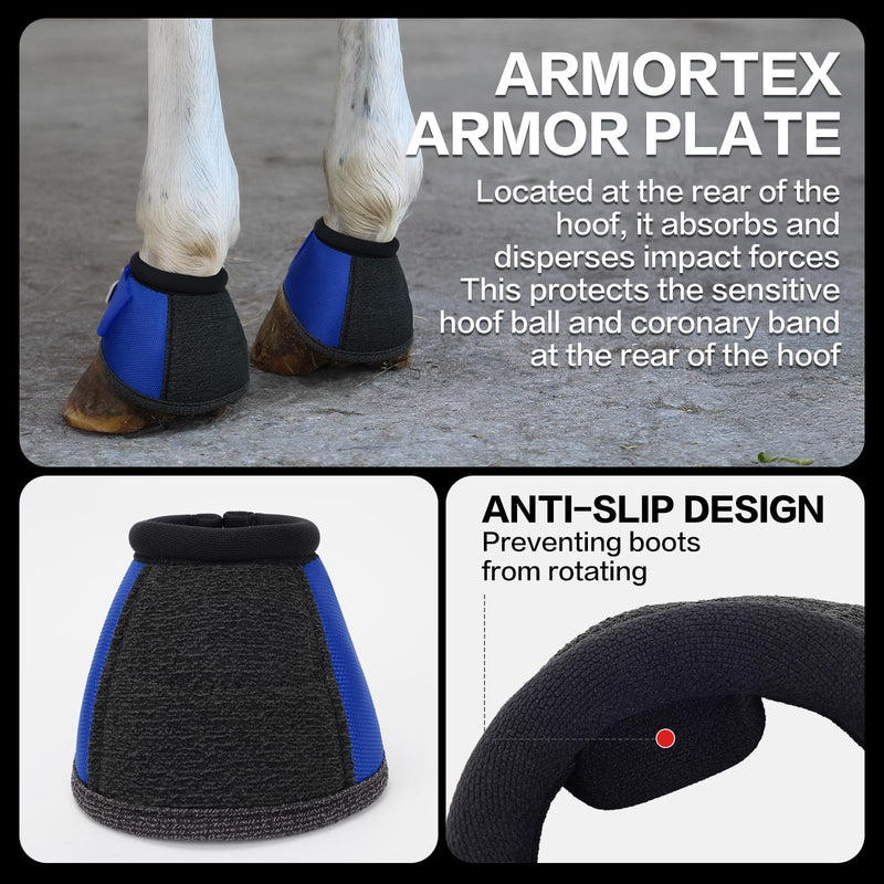 GEOSO Bell Boots for Horses,Ballistic Overreach Horse Boots | Superb Protection, Durability&Comfort,360 Degree Wrap Medium Blue