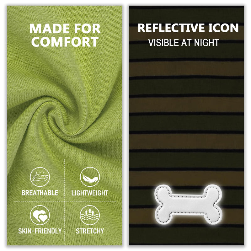 KYEESE 2Pack Dog Shirts Striped T Shirt for Large Dogs Lightweight Clothes Sleeveless Vest Cotton Tank Top, XXX-Large,Green+Striped XXX-Large (55-75lbs) 04# 2Pack (Green+Striped) - PawsPlanet Australia