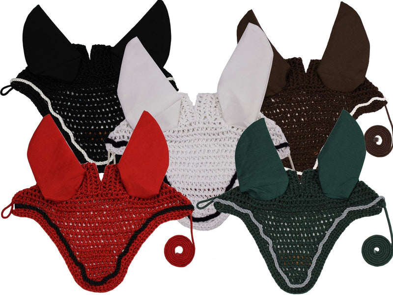 Crochet Horse Fly Veil Ear Bonnet with Forelock Opening - PawsPlanet Australia