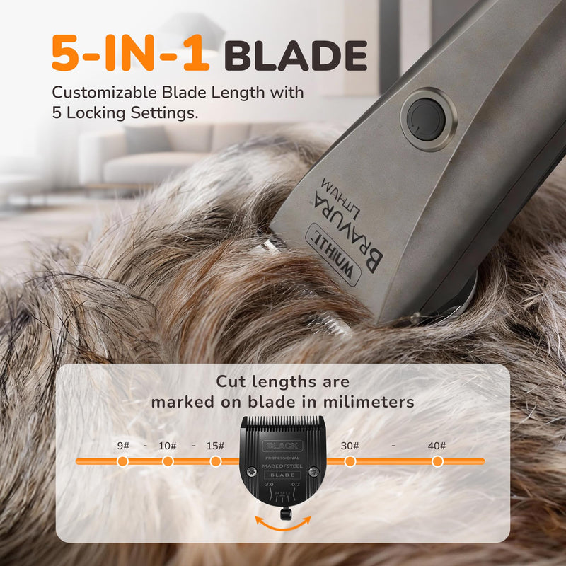 5-in-1 Ceramic Adjustable Dog Grooming Replacement Blades Compatible with Wahl Animal Clippers: Arco, Bravura, Chromado, Creativa, Figura, Motion 5-in-1 Ceramic