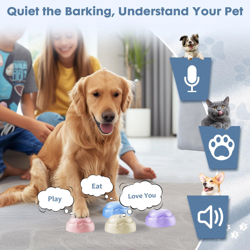 Recordable Dog Buttons, Loud 30-sec Voice Recording Buttons, Pet, Dog, Cat Buttons for Communication, Training and Talking Buttons for Small Dogs, with Mat, Training Manual, Stickers, 4 Buttons - PawsPlanet Australia