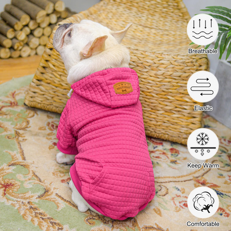 BEAUTYZOO Dog Hoodie for Small Medium Large Dogs, Winter Fall Warm Dog Clothes for Puppy S M Sized Dogs Girl Boy, Dog Sweater Shirt Hoodies with Pocket Bulldog Pitbull Cat Clothing Coat M (Back: 16",Chest: 22", Neck: 13") Rose Pink