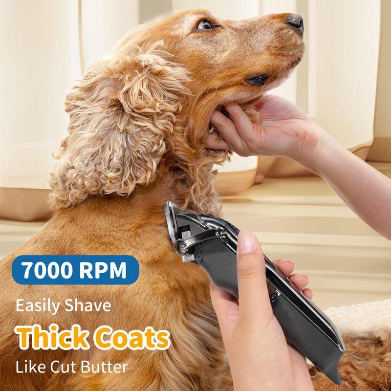 Dog Clippers Professional for Thick Hair,LED Power Display, Low Noise Cordless Dog Grooming Clippers,Rechargable Pet Shaver Trimmer with Sharp Blade/6 Guide Combs for Dogs Pets and Animals - PawsPlanet Australia