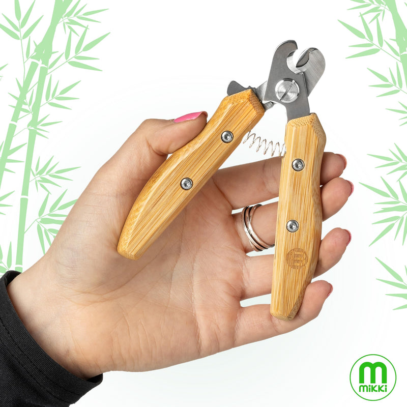 Mikki Bamboo Claw Clipper For Dogs & Cats, With Safety Stop to Reduce Risk of Over Clipping, Micro-serrated Blades for a Clean Cut, Blade Lock for Safe Storage, Suitable for All Pets, Small