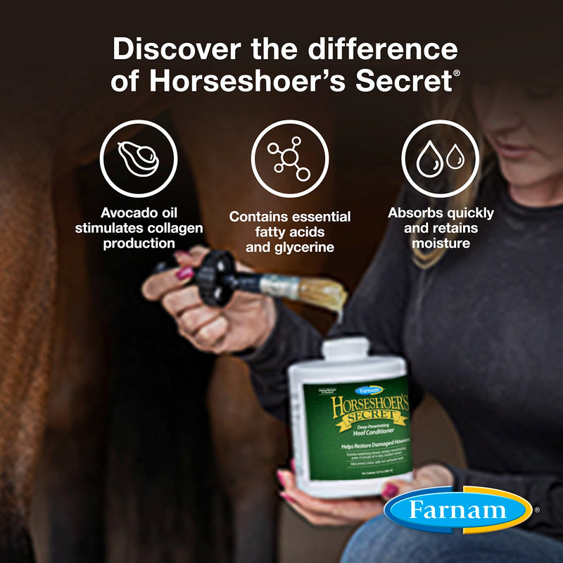 Farnam Horseshoer's Secret Deep-Penetrating Hoof Oil for Horses, Conditions Dry Hooves, Prevents Cracks, Splits & Contracted Heels, Contains Avocado, Glycerine & Mineral Oils, Fast Absorbing, 32 Oz 32 Ounces - PawsPlanet Australia