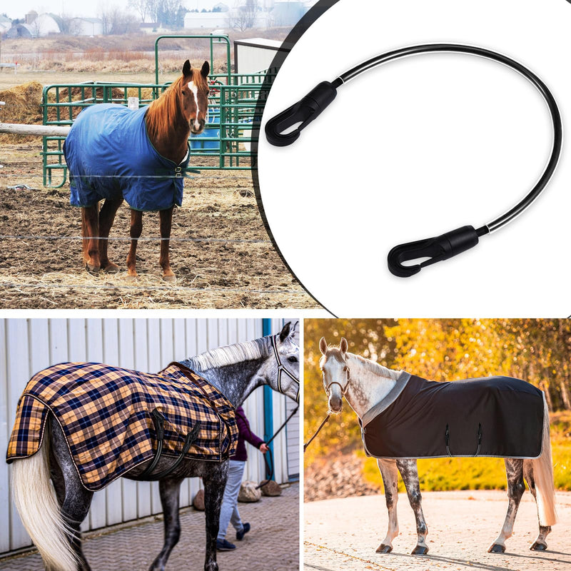 4 Pcs Horse Blanket Straps Adjustable Elastic Tail Strap with Double Ended Clips Stretchy Horse Blanket Leg Straps Replacement Elastic Legs Strap,16 inch - PawsPlanet Australia