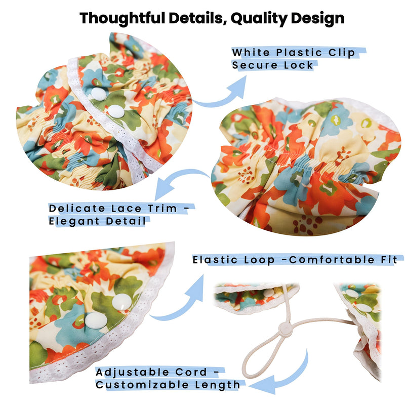 Dog Ear Snood for Long-Eared Dogs, Adjustable Dual Ear Loops with Clips, Prevent Ears from Dipping into Food for Mealtime, Decorative Hair Bands for Cocker Spaniel, Basset Hound, etc.