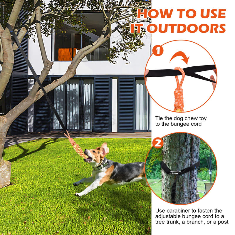 KATOLK Door Anchor Dog Hanging Bungee Tug Toy for Pull Rope and Tug of War, Indoor and Outdoor Pull Interactive Toy, Durable Retractable Tugger Dog Rope Toy with 2 Chew Rope Toys for Dogs and Cats - PawsPlanet Australia
