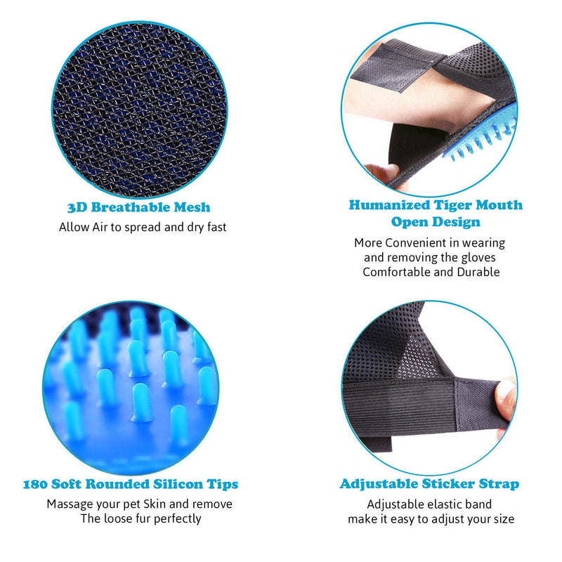 Pet Grooming Glove - Gentle Deshedding Brush Glove - Efficient Pet Hair Remover Mitt - Massage Tool with Enhanced Five Finger Design - Perfect for Dogs & Cats with Long & Short Fur - PawsPlanet Australia