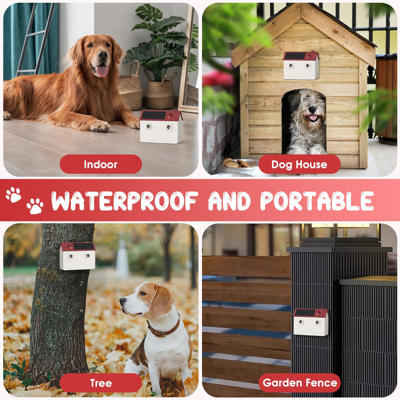 Dog Bark Deterrent Devices: Ultrasonic Anti Barking Device for Dogs with 3 Training Modes 50 FT | Solar Dog Barking Deterrent Devices | Stop Barking Dog Device for Indoor (Red) Red