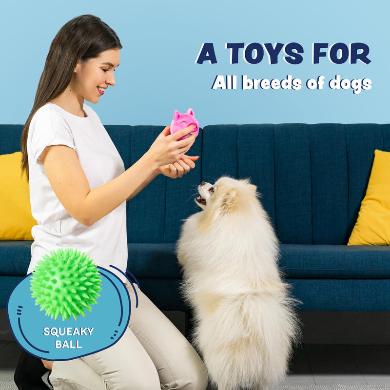Dog Toys for Aggressive Chewers (3in1) - Squeaky and Interactive - for Medium Dogs, Large & Small Breeds - Puppy Teething Chew Toy - Juguetes Perros - Pink - PawsPlanet Australia