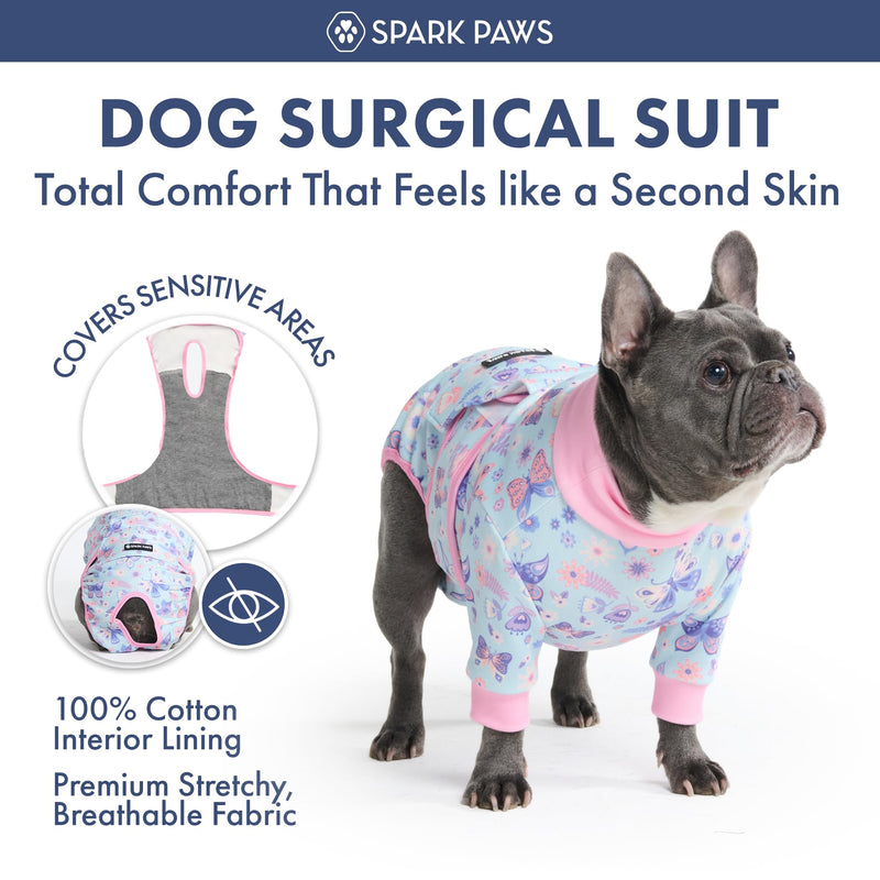 Spark Paws Dog Surgery Recovery Suit – Dog Recovery Suit After Surgery, Anti-Lick Dog Onesie, Abdominal Wound Protector, Soft Cone Alternative for Spay Neuter Male Female Pet Recovery - Butterfly, 4XL 12 Butterfly 4XL: 75-100lbs - PawsPlanet Australia