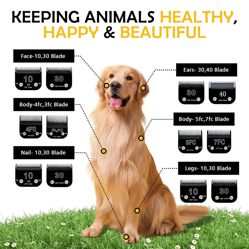 Detachable Steel Pet Dog Clipper Blades,Size-3 3/4FC,Compatible with Andis Cut Length 1/2"(13mm),Compatible with Oster A5, Wahl KM Series Clippers, Made of Ceramic and Stainless Steel Blade Black-3FC-1/2"(13mm) - PawsPlanet Australia