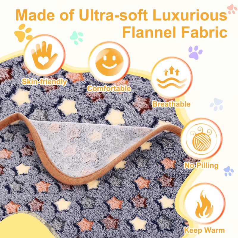 Pet Blanket, Medium Soft Fluffy Flannel Star Printed Throw Blanket, Scratch Proof Furniture Protector Cover 30x42 Inches, (Blue, 1 Pack 3), Intended for Dog/Cat Blue - PawsPlanet Australia