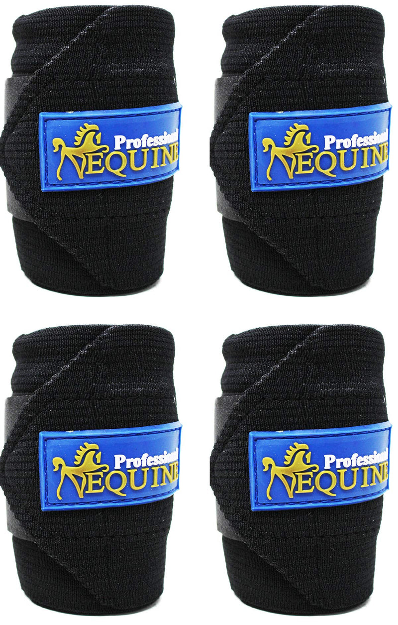 Horse Tack Grooming Leg Set of 4 Polo Wrap Bandage 95F06 Black 7' Long x 4" Wide