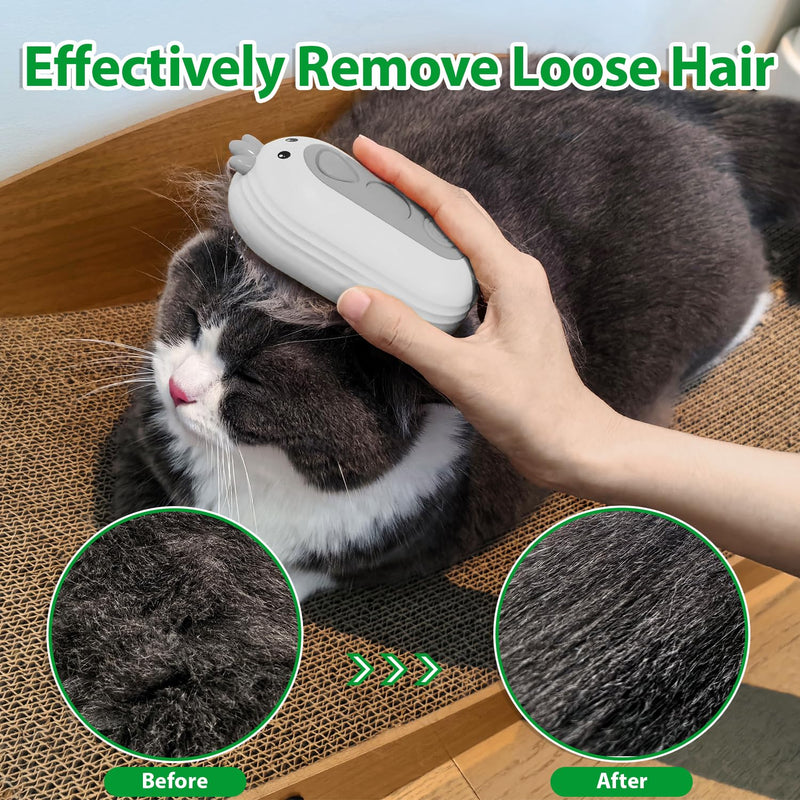 Cat Steam Brush with Release Button, 3 in 1 Rechargeable Pet Spray Water Comb for Long & Short Hair Removal, Self Cleaning Slicker Vapor Brush for Indoor Cats Dogs Rabbits Shedding Grooming White - PawsPlanet Australia