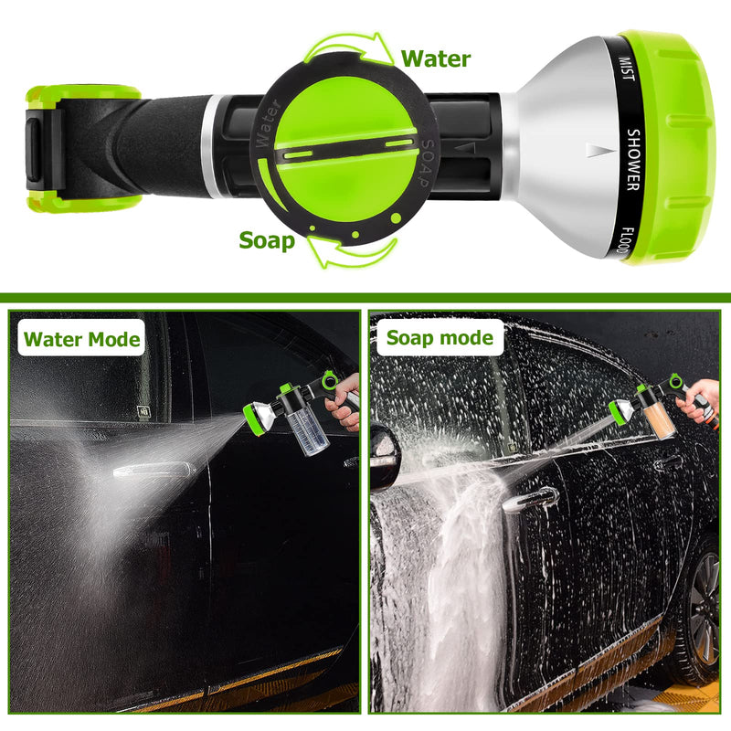 Upgrade Pup Jet Dog Wash for Outdoor, Dog Shampoo Hose Attachment with Soap Dispenser, Dog Wash Hose Attachment with Pet Bath Brush Car Wash Mitt and Dog Comb for Showering Pet (Hose Not Include) Green-2 - PawsPlanet Australia