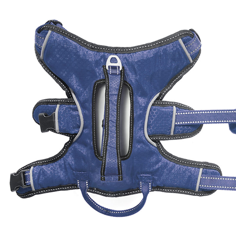 Tuff Pupper Updated for 2024 - Tracker No Escape Dog Harness | Dual Escape Proof Leash Attachments | 5 Point Adjustable Fit Harness for Dogs | Padded Dog Harness for Comfort | Handle Dog Lift Harness Large (Neck: 20-25" , Chest: 25-33") Midnight Blue - PawsPlanet Australia