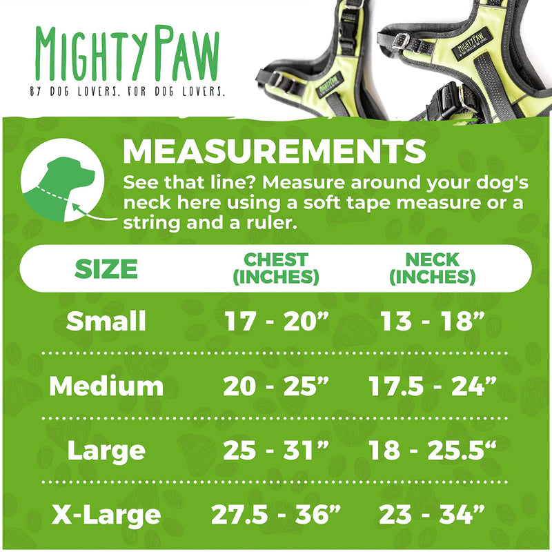 Mighty Paw Sport Harness 2.0 - Padded Canine Accessory - Adjustable Neck and Chest Straps - Enhanced Visibility with Reflective Stitching - Dog Body Harness - Neoprene Dog Harness - Medium - Green - PawsPlanet Australia