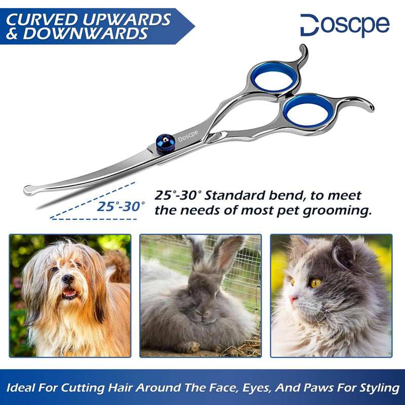 Curved Dog Grooming Scissors 6.69 inches Round Tips Pet Grooming Shears for Dog Cat on Face Paw Hair Trimming Right Left Handed 6.69" curved scissors - PawsPlanet Australia