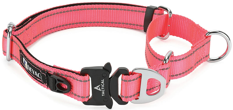 Martingale Collar for Dogs Large Breed, Adjustable Reflective Dog Collar Martingale with Buckle M / Neck Girth 14"-19" PINK#1 Cobra Buckle