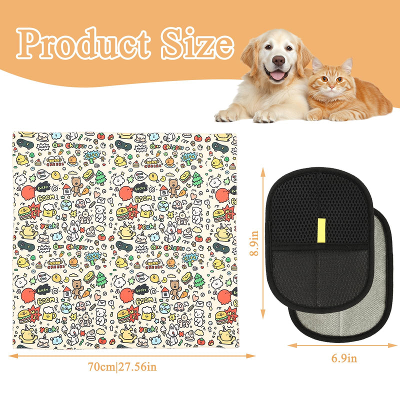 27.6x27.6 Cat Wrap for Cutting Nails, Cat Grooming Wrap with Pet Hair Removal Glove, Cats Restraint for Nail Clipping Ear Cleaning Teeth Brushing - PawsPlanet Australia