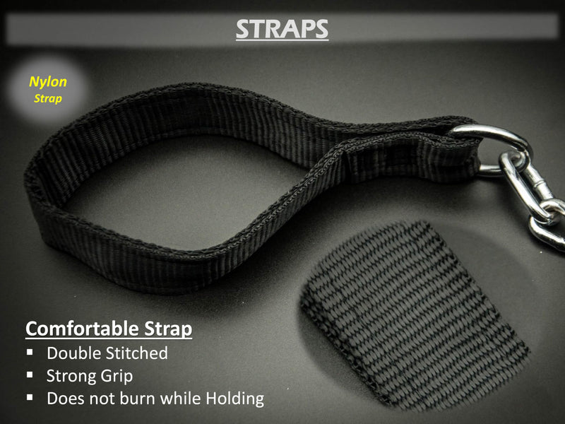 6mm Thick Heavy Duty DOG CHAIN Leads NYLON STRAP – Chew Proof Hook, Outdoor Camping Accessories, Leashes, Training Lead for Dogs – SHORT CHAIN for Large Dogs (Black, 500gm) Black 6mm