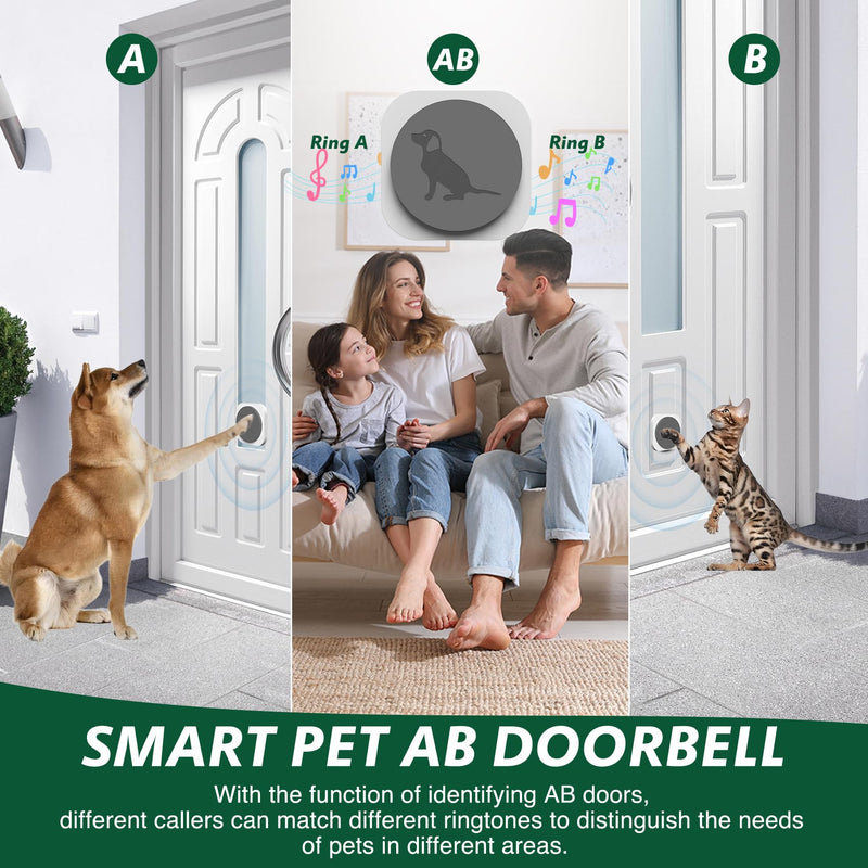 Dog Door Bell for Potty Training, Smart Wireless Doggie Doorbell to Go Outside, 1000 Feet Long Range with IP65 Waterproof Touch Button, 20 Melodies & Adjustable Volume (2 Button) - PawsPlanet Australia