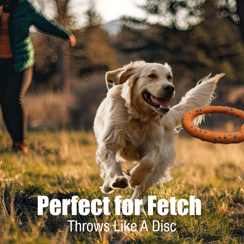 Indestructible Dog Ring Toy, Orange - Tough Dog Pull Toys for Aggressive Chewers, Dog Flying Disc for Fetch, Tug of War and Dog Training - PawsPlanet Australia