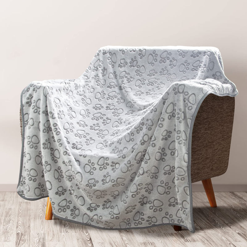 Stuffed Premium Soft Dog Blanket, with Flannel Grey Cute Paw Print, 43 * 66 inches, Cat Blanket Puppy Supplies Dog Products Stuff Essentials 42x66 inches - PawsPlanet Australia
