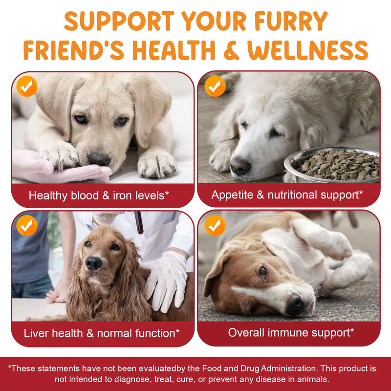 Liquid Iron Supplements for Dogs,LiquiI Iron Drops with Folate VC and B12,Supports Anemia, Low Enery Levels and Lethargy,Promotes Blood Health, Helps with Formation of Red Blood Cell- 2 fl.oz